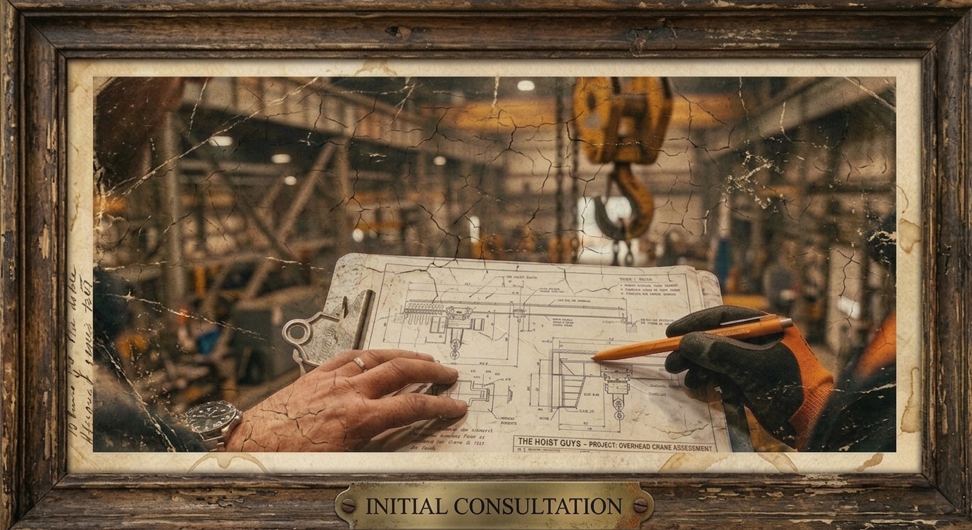Initial consultation for crane and hoist service plan with The Hoist Guys