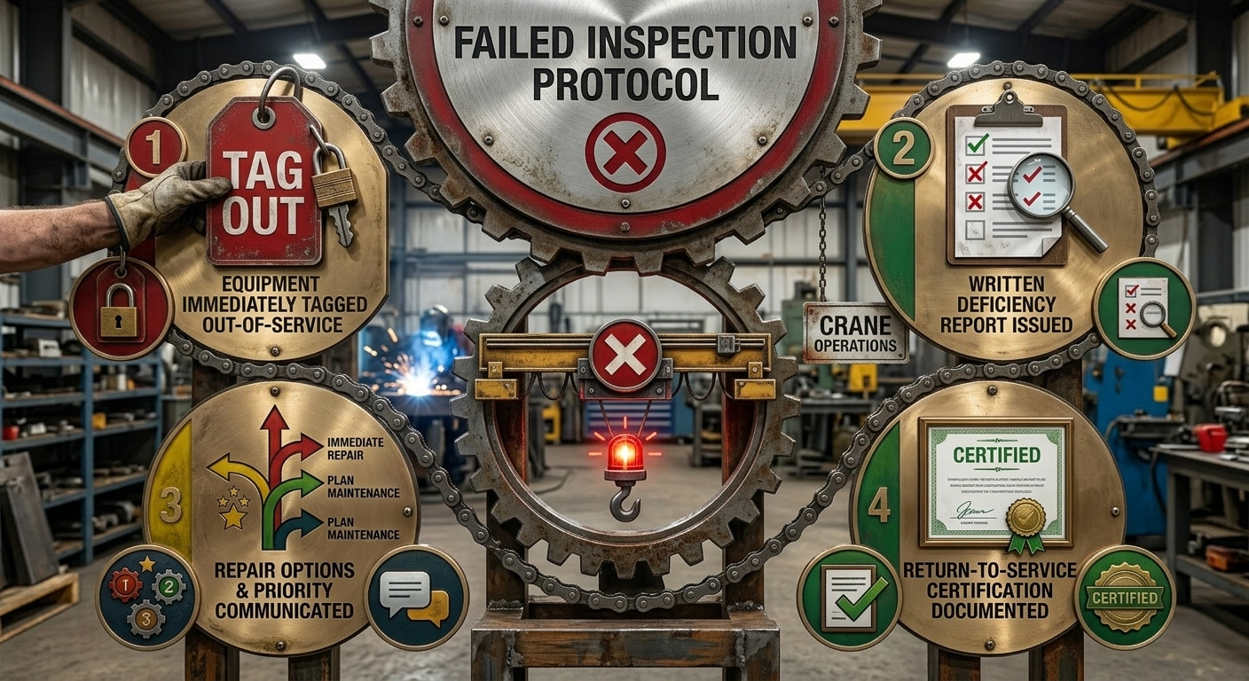 Out-of-service tag on failed hoist equipment